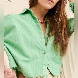 We the Free cropped button down